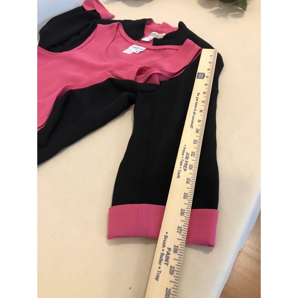 Cold Water Creek 2 Piece Blazer & Vest Women's Size 12 Black Magenta Barbiecore - Picture 9 of 9